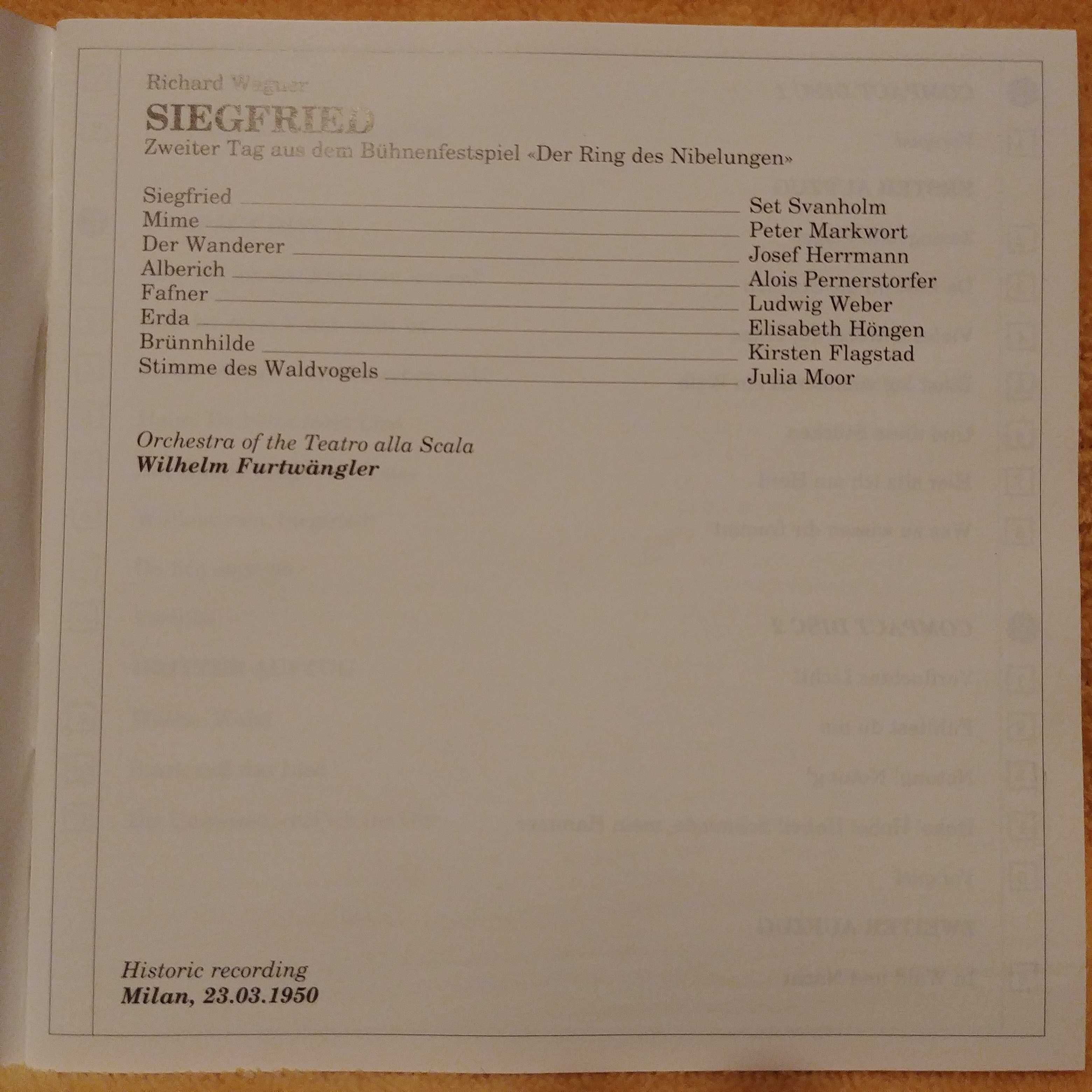 Siegfried Zygfryd - Wagner Furtwangler - La Scala live opera CD