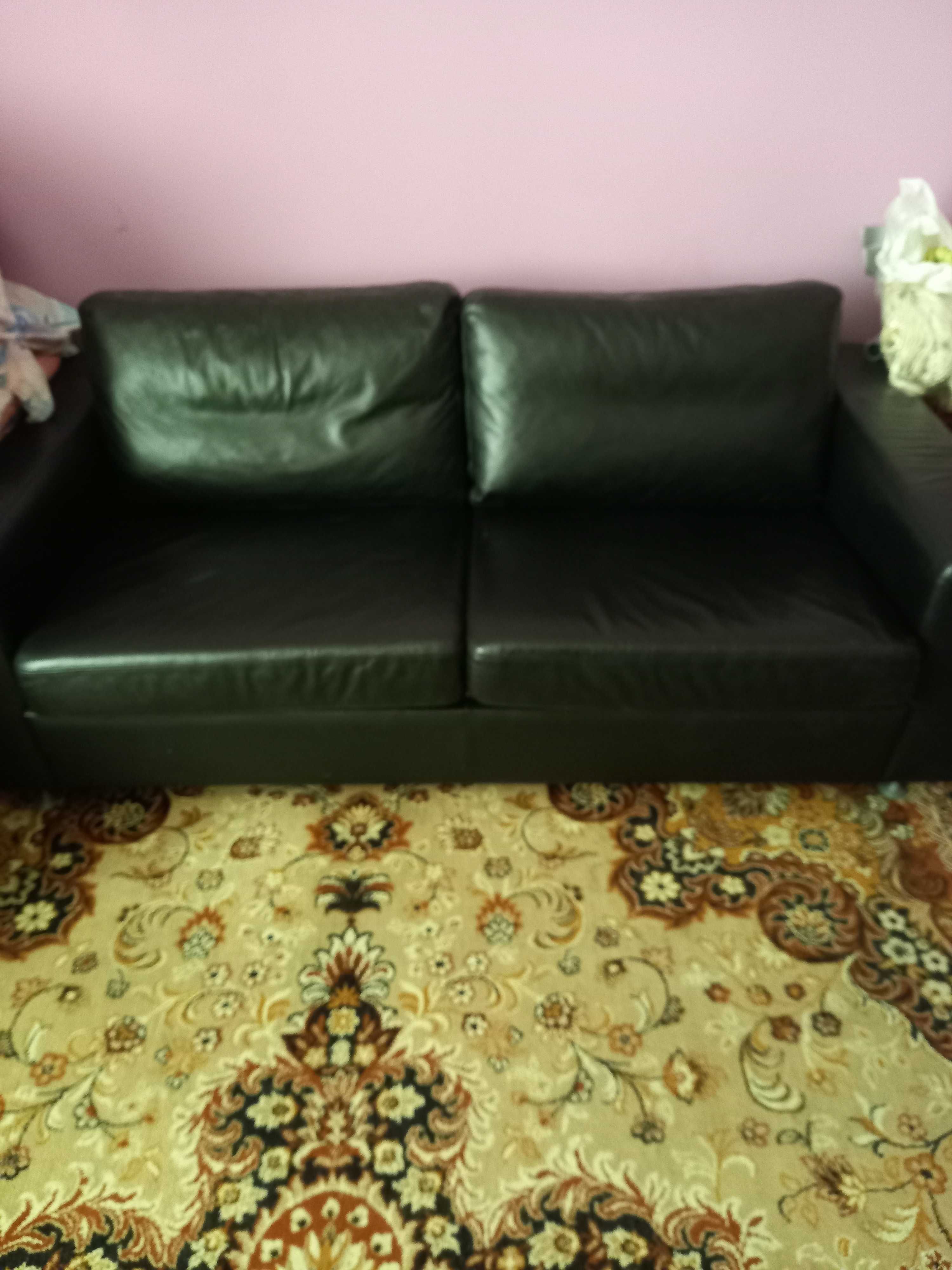 Sofa skòrzana czarna