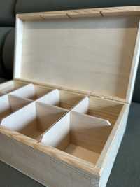 Drewniane pudełko na herbaty drobiazgi śrubki, prezent na Dzień Matki