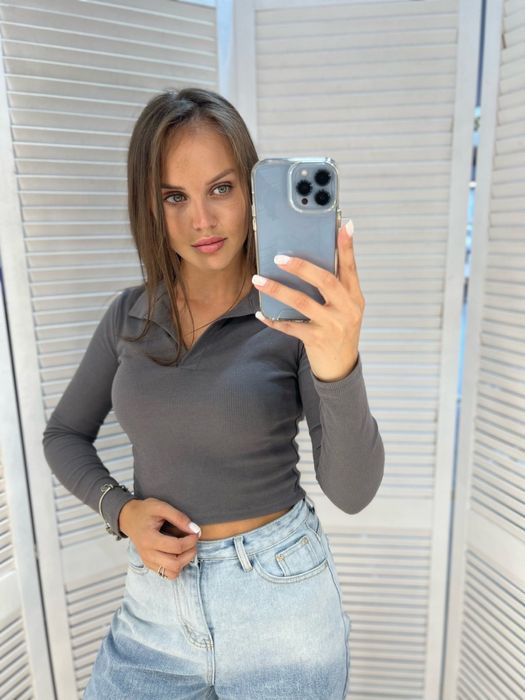 Кофточка укороченная серая