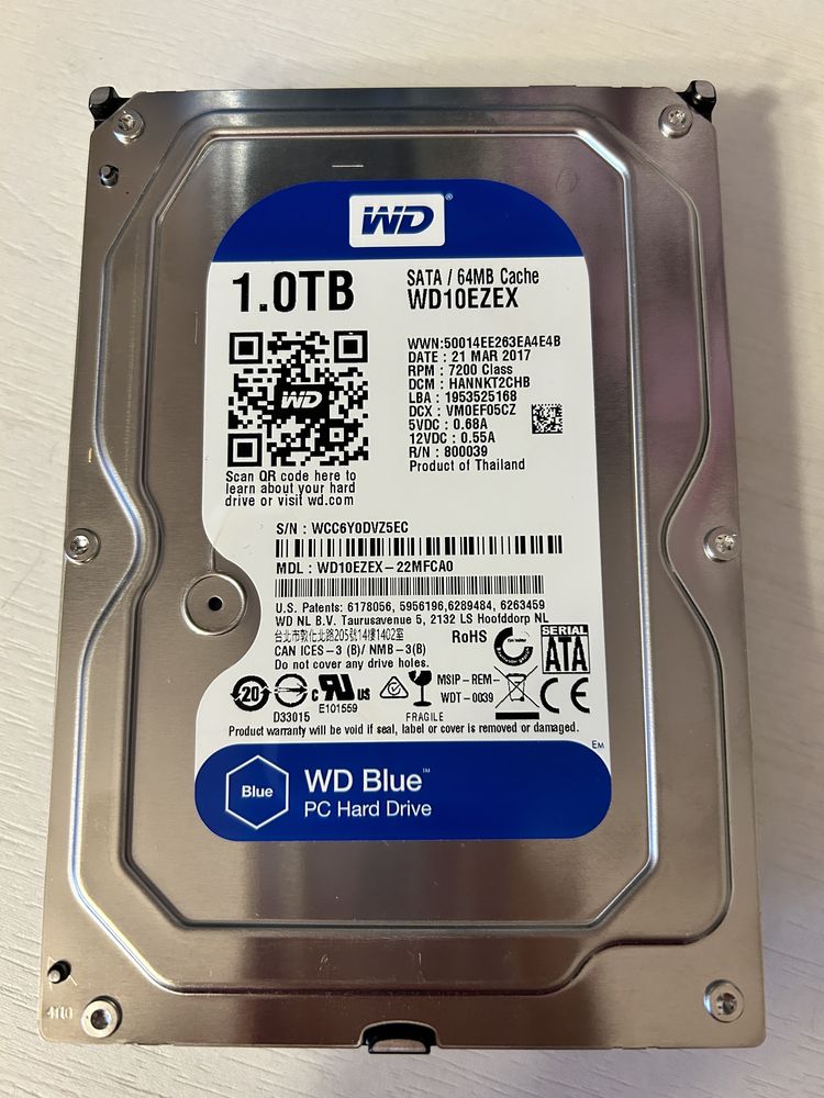 Жорсткий диск WD Blue 1TB 7200rpm 64MB WD10EZEX 3.5 SATA III