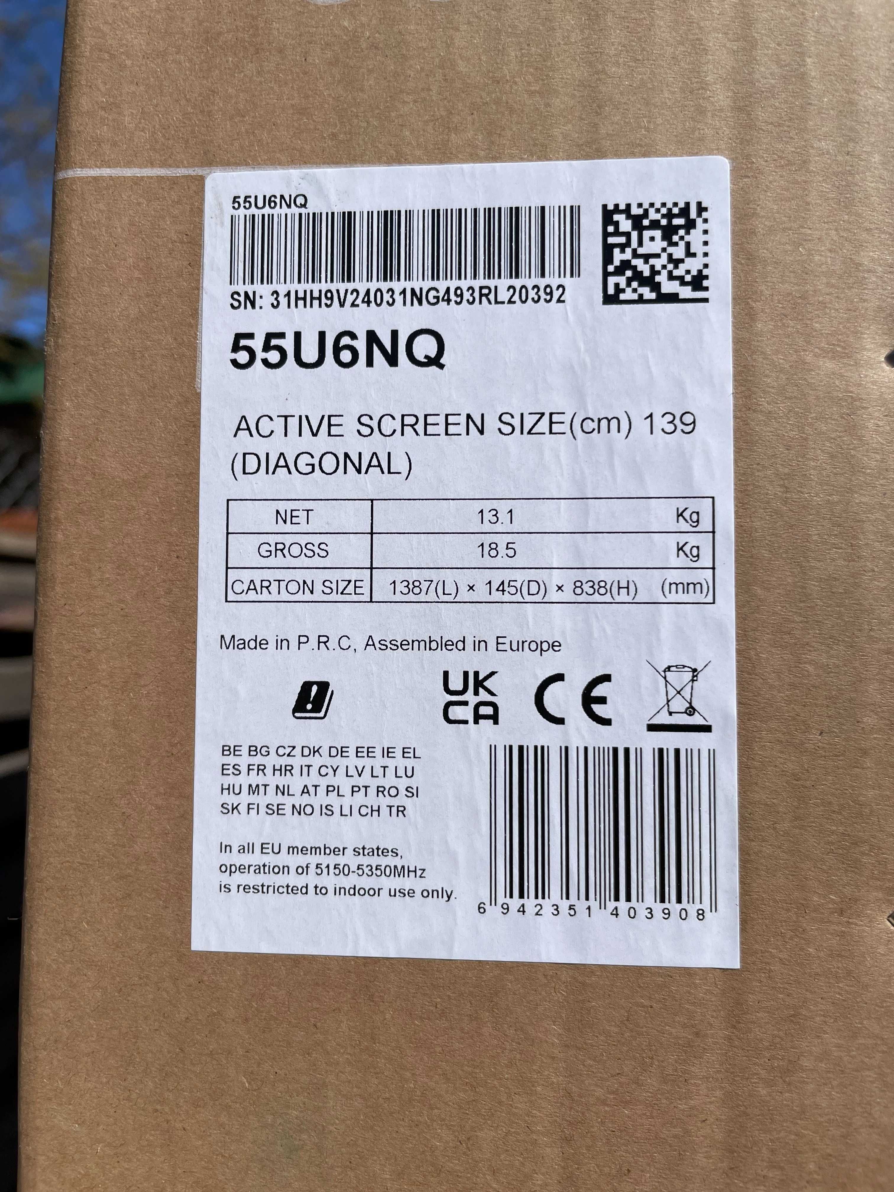 Телевізор Hisense 55U6NQ Нові! Запечатані!