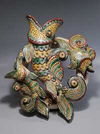 РАРИТЕТ!!! АВТОРСКАЯ Скульптура кашпо «Рыбы» Косовская керамика УССР