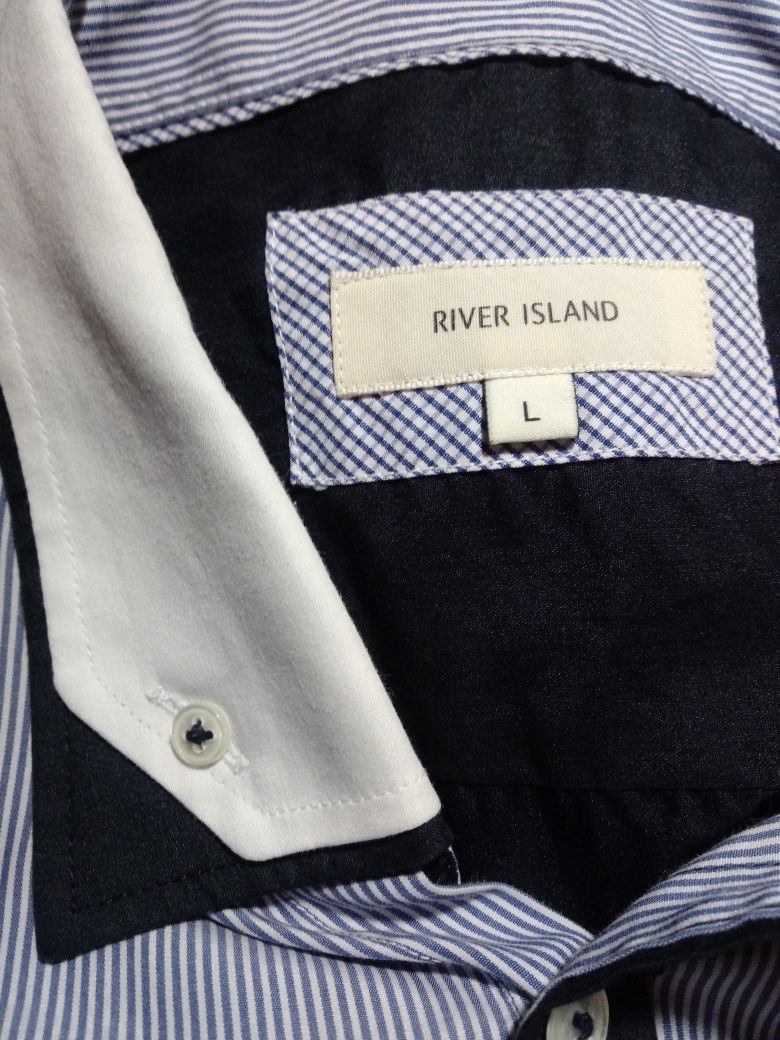 Patchworkowa, męska koszula - rozmiar L; River Island