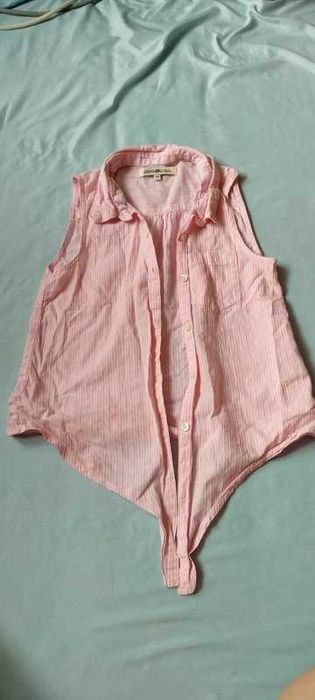 Różowy cienki wiązany top KappAhl 140 stan bardzo dobry