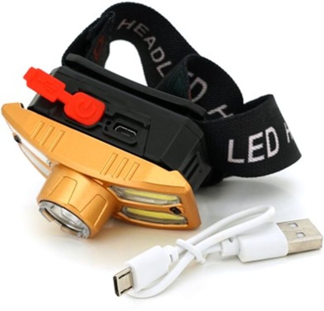 Фонарь налобный портативный с зарядкой от usb и 5 светодиодами мощный
