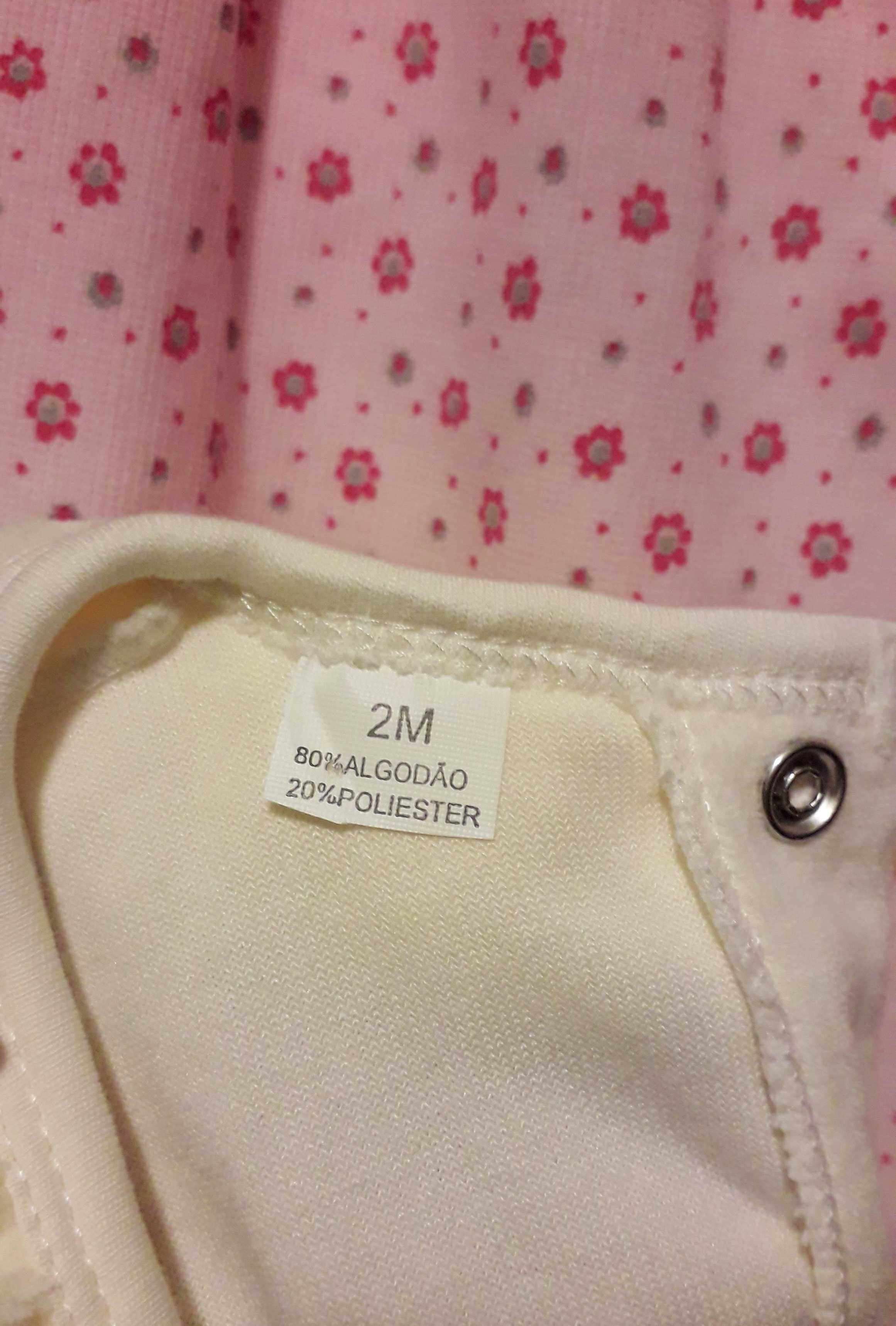 Vestido Cor-de-Rosa + Camisa – 2 meses. Novo!