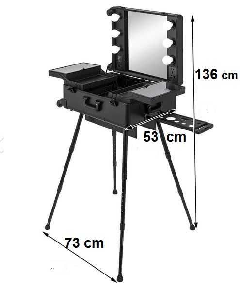 Mala de maquilhagem com lâmpadas, profissional