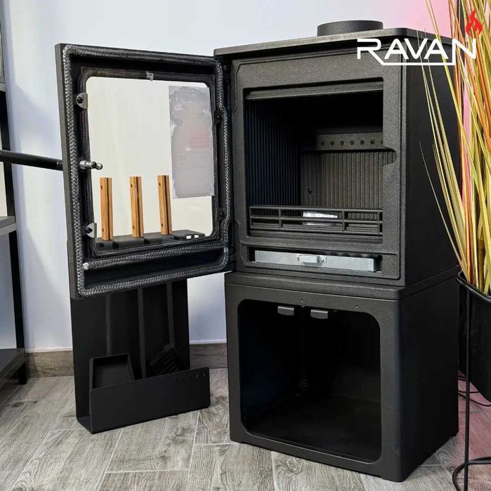 Чавунна піч Ravan Magic 10 кВт для дому і дачі | Піч-камін на дровах