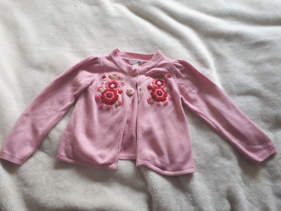 Sweter różowy wyszywany H&M roz.116