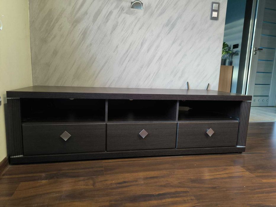 Szafka RTV - Solidna, ciemny brąz, Agata Meble