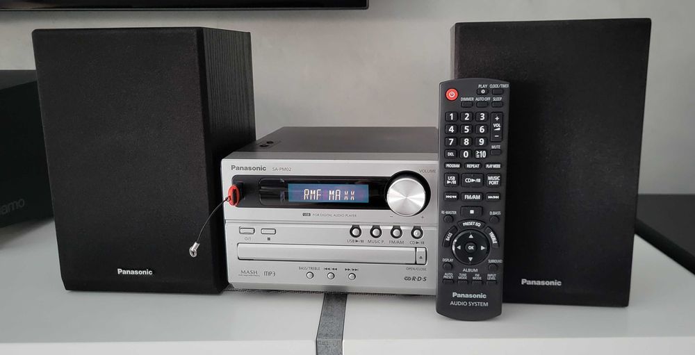PANASONIC mikrowieża FM RDS, CD, mp3, USB - głośniki i pilot