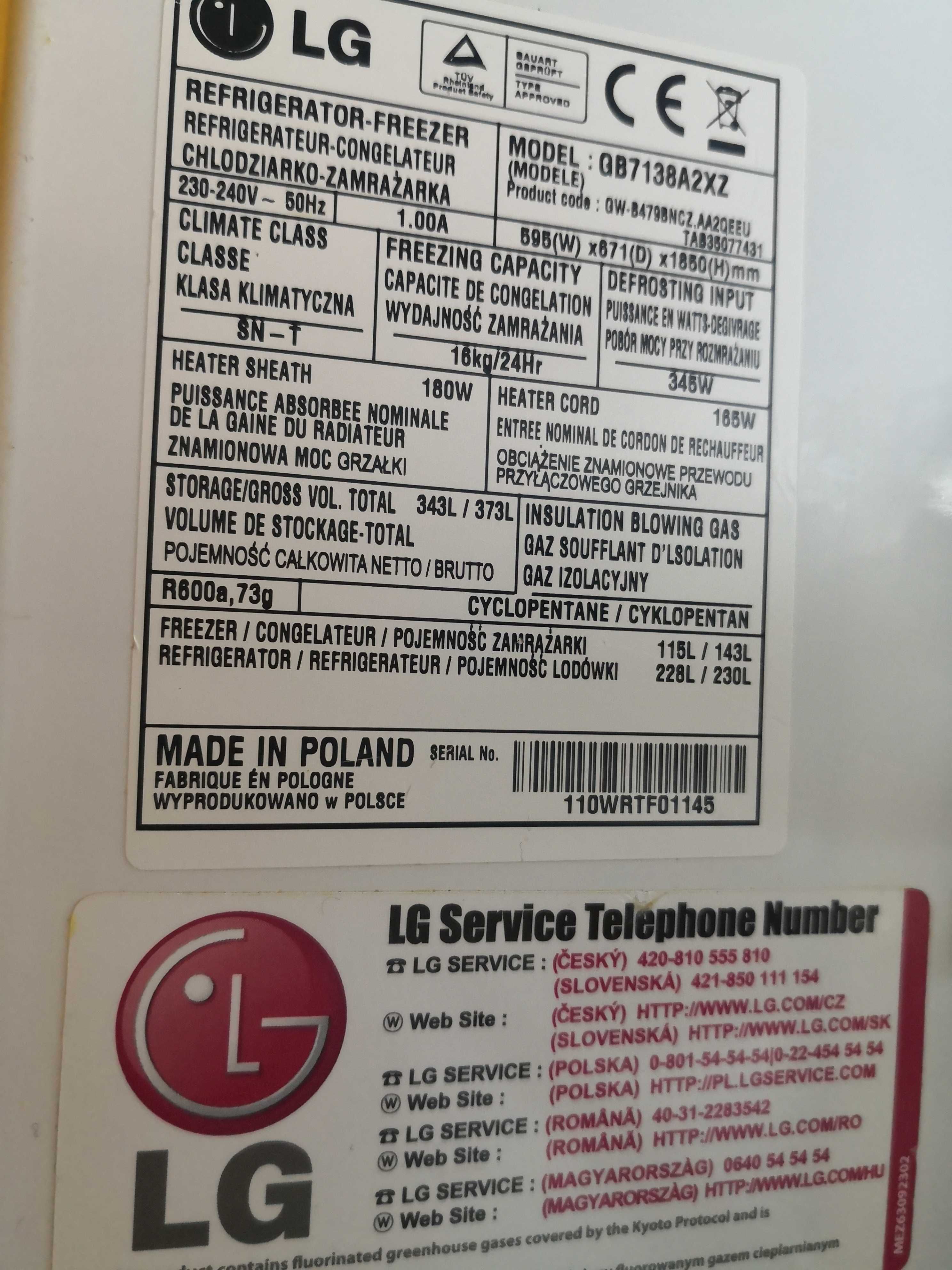 Półki szklane do lodówki LG