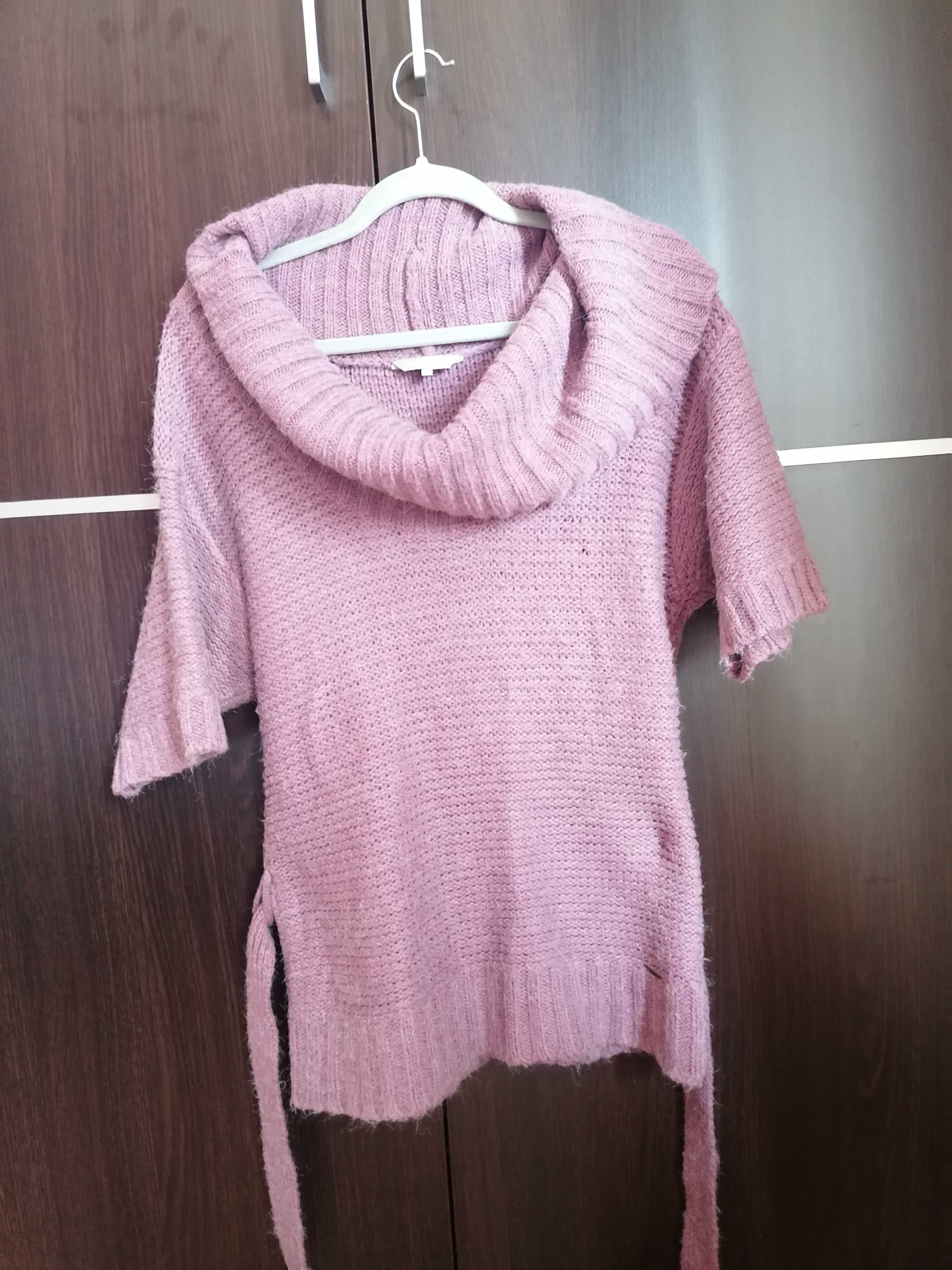 Sweter różowy wiązany w pasie r. XS