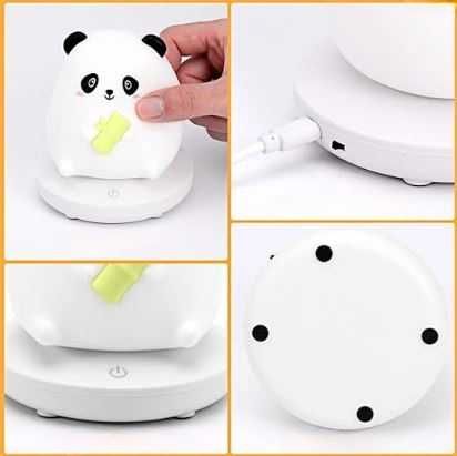 Lampka Nocna Silikonowa Biurkowa Dla Dzieci Panda 3 Tryby Jasności LED