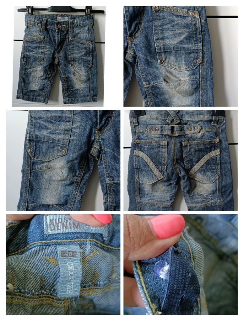 Krótkie spodenki szorty jeansowe kąpielowe Minionki r.98 malinowe H&m