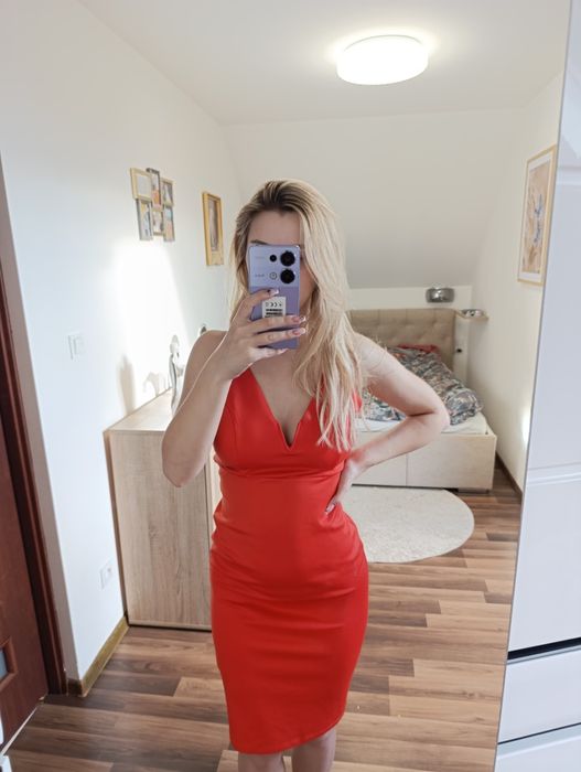 Sukienka ASOS imprezowa koktajlowa sylwester MIDI dekolt sexy kobieca