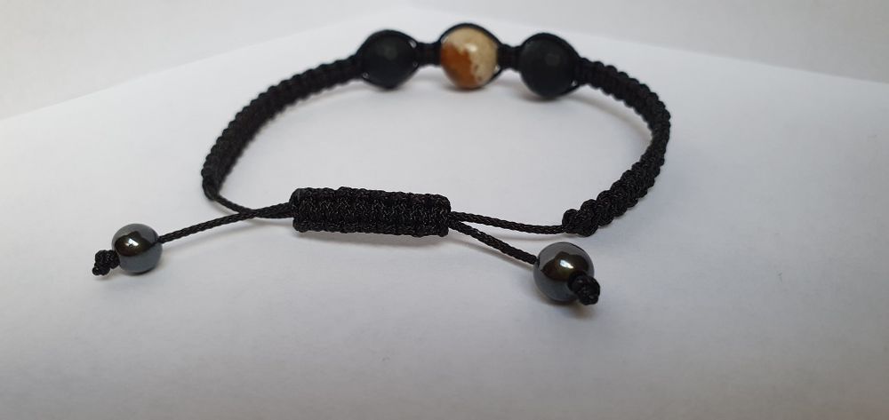 Bransoletka pleciona JASPIS KRAJOBRAZOWY damska