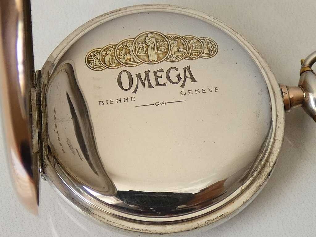 Zegarek kieszonkowy Omega w srebrnej kopercie