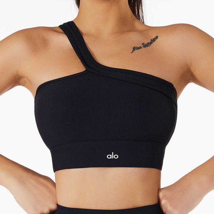 Топ спортивний Alo Yoga One Shoulder Bra Black