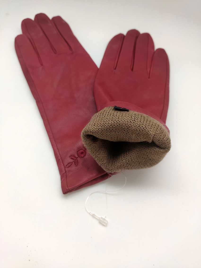 Czerwone skórzane rękawiczki damskie Vip Collection rozmiar 7