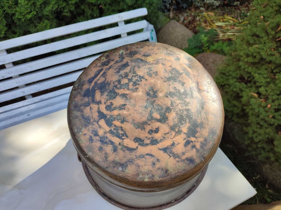 Miedziany kocioł gar sagan sygnowany Czajkowski Hrubieszów