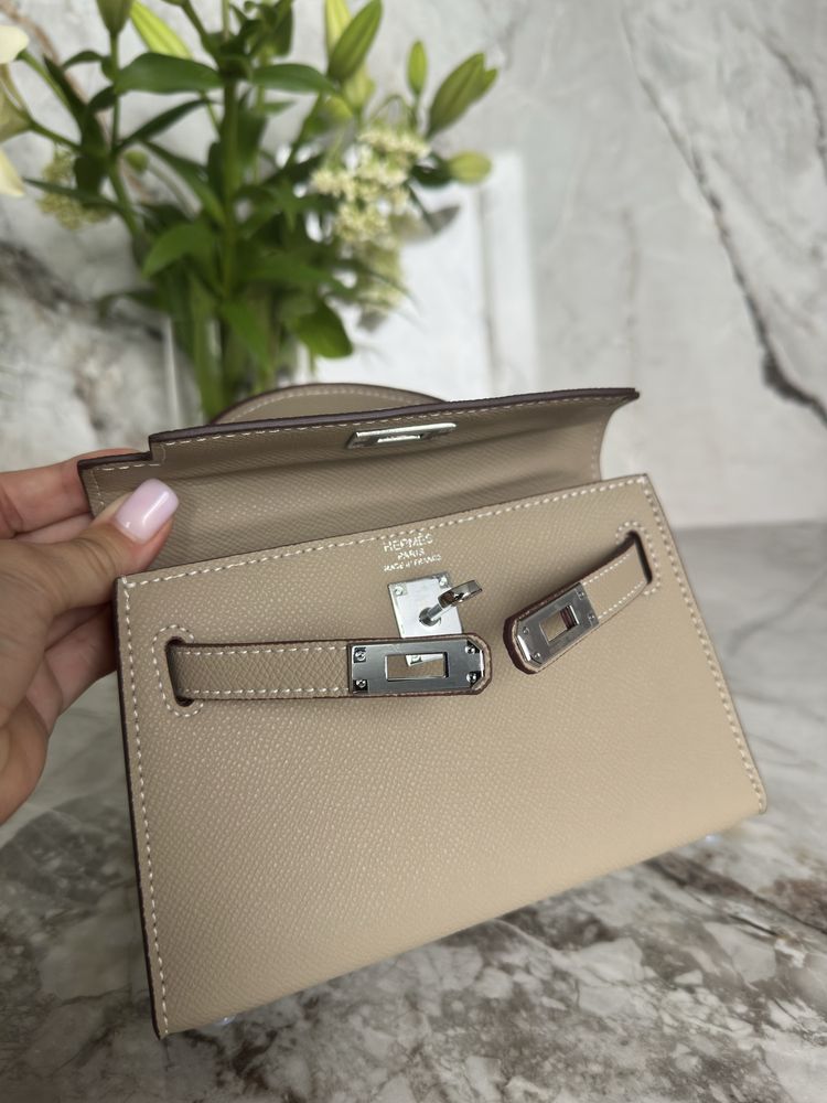 Сумка Hermes Kelly 20 mini epsom etain, Ермес Келлі міні, Эрмес Келли