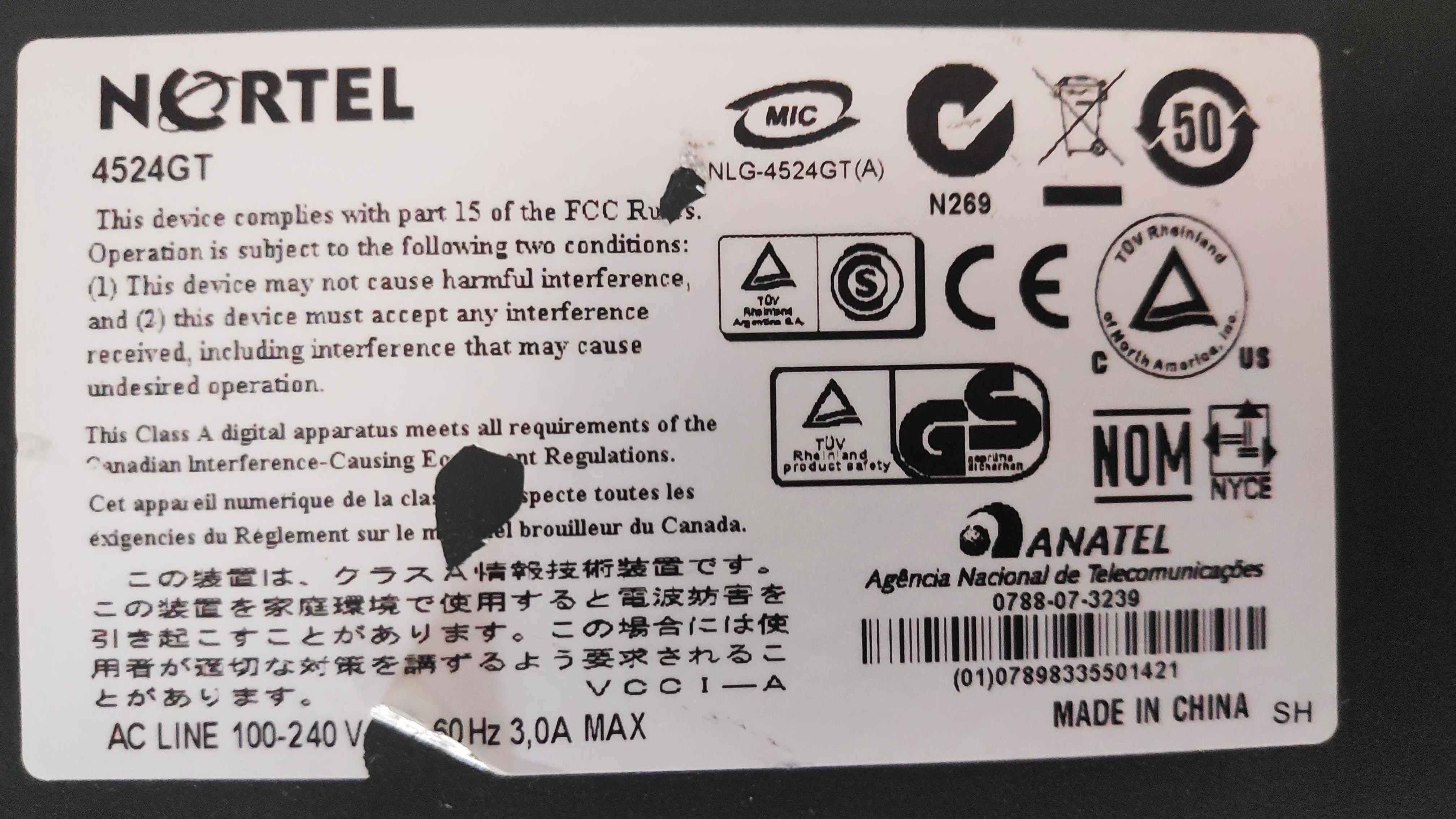 Ethernet Routing Switch Nortel 4524GT (NO PC)