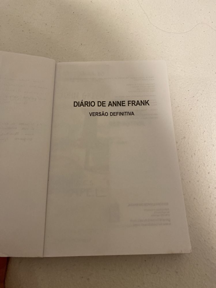 Livro “o diário de Anne frank”