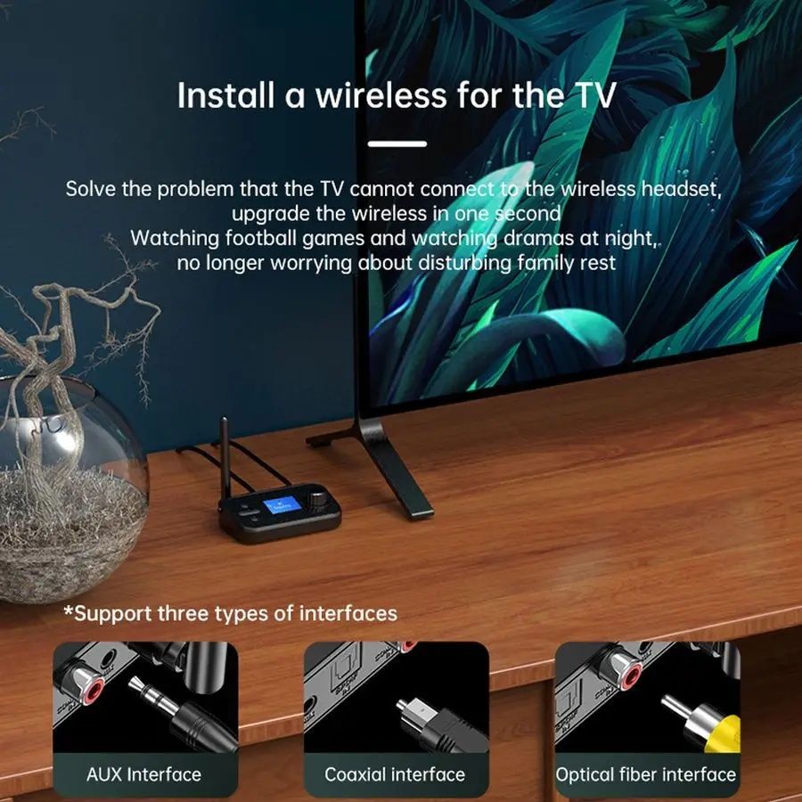 Bluetooth-приймач передавач C41 з LCD-екраном, оптичний вхід, підтримк
