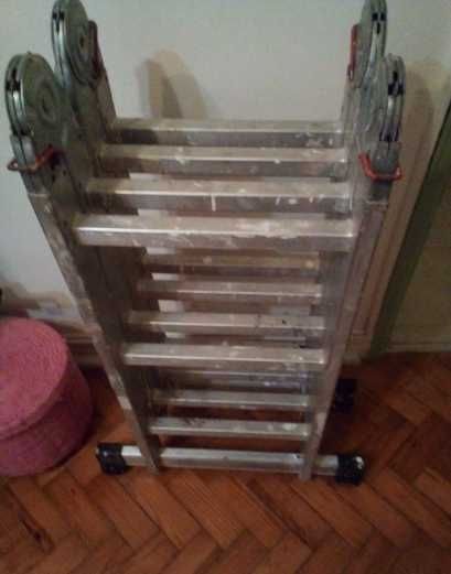 Escada Multiusos de 4 secções de 4 mt com plataforma andaime