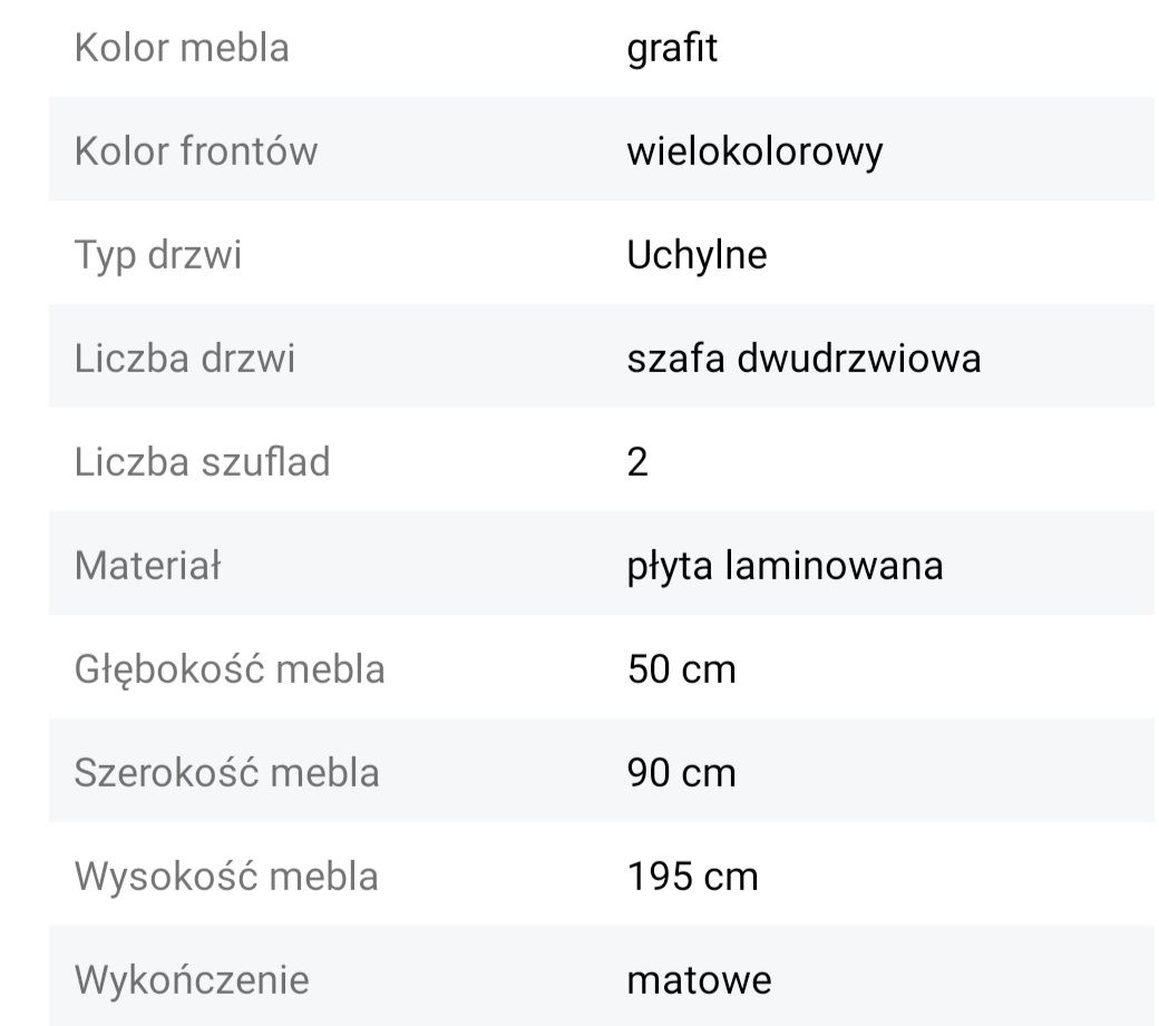 Meble szafa dwudrzwiowa