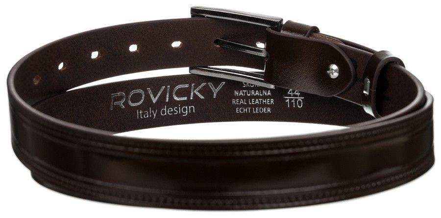 zdobiony pasek męski z lakierowanej skóry naturalnej licowej