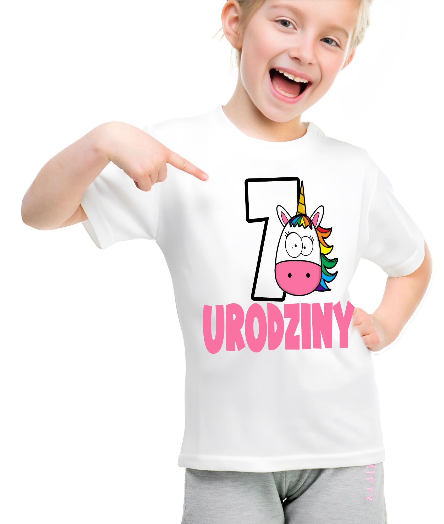 T-shirt Urodzinowy "Jednorożec" na 7. Urodziny (122-128cm)