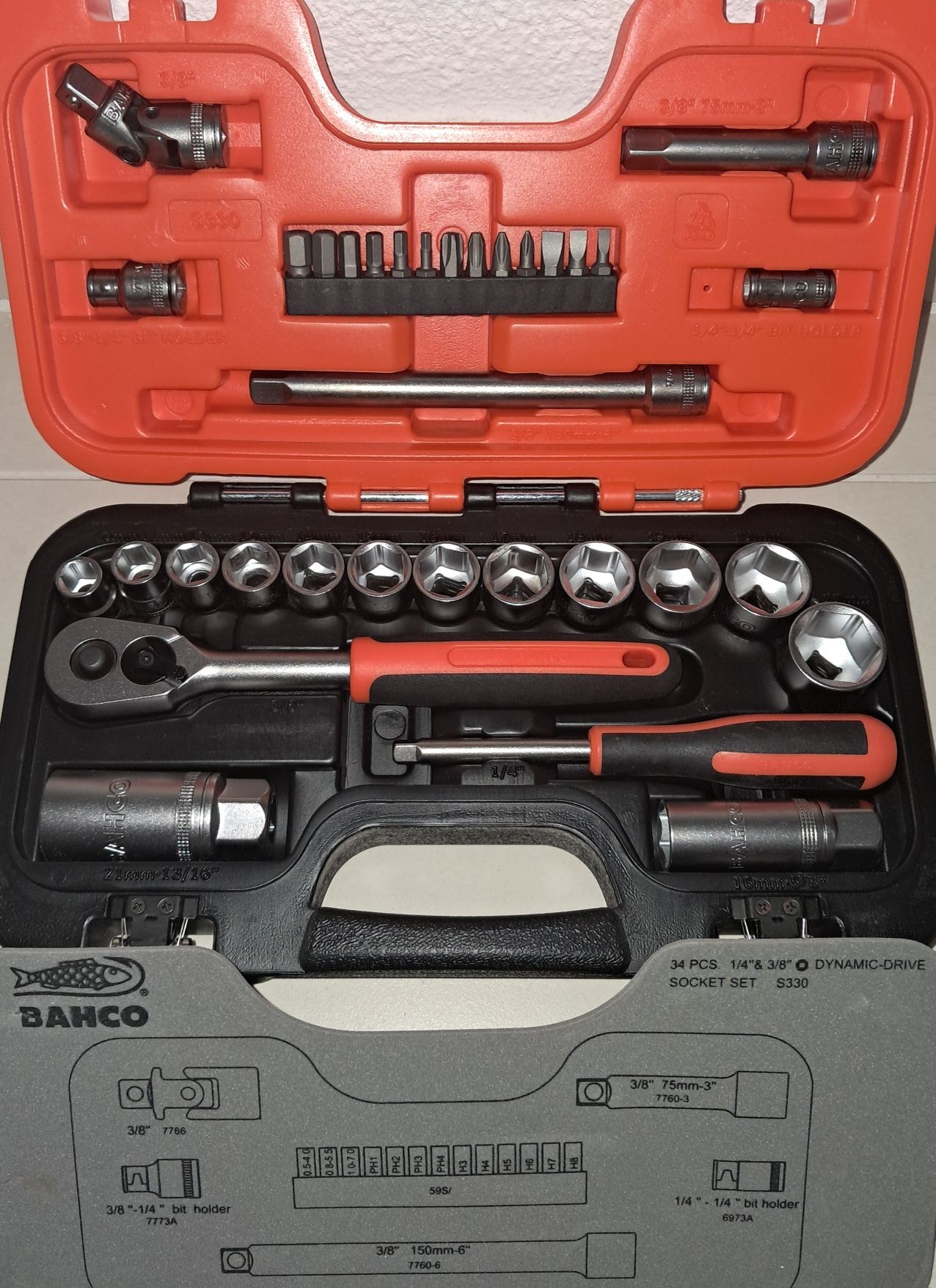 Jogo chaves caixa 1/4" 3/8" BACO