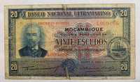 Nota Portugal Moçambique 20 Escudos BNU