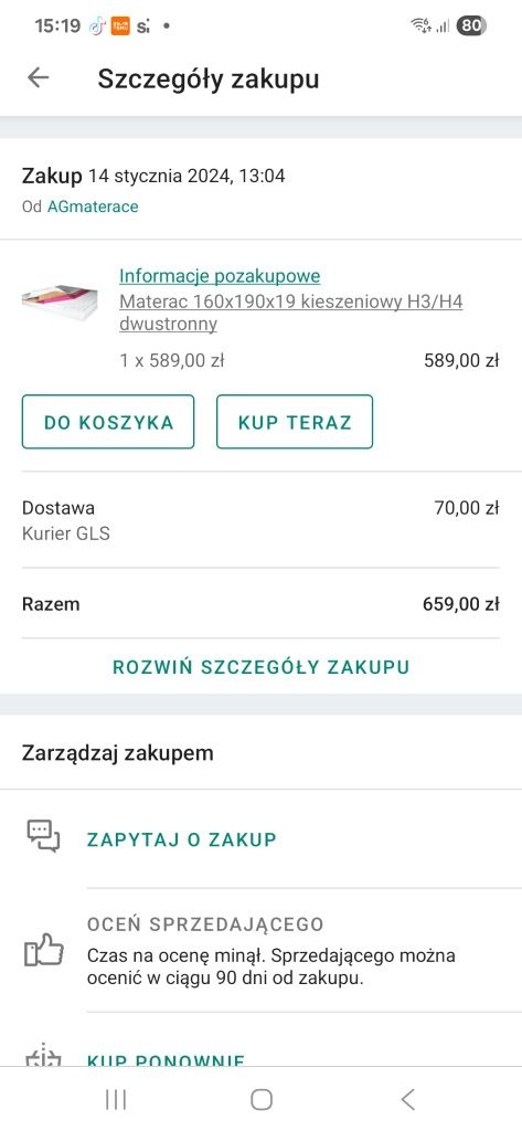 Łóżko  ze stelażem i materac