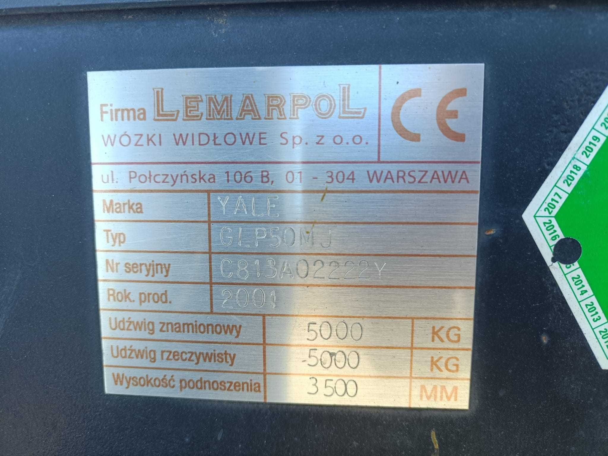 wozek widłowy Yale GLP50MJ 5t udzwig