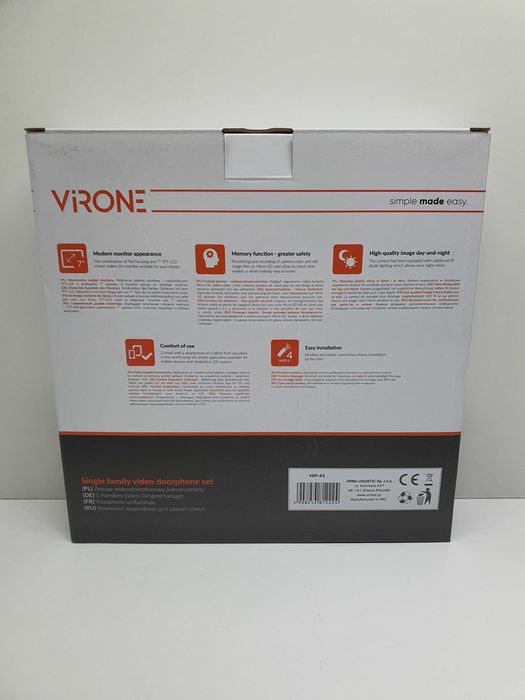 Zestaw wideodomofonowy Virone VDP-63 biały