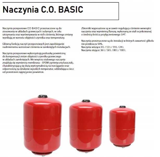 Naczynie przeponowe wzbiorcze do CO 100L IBO BASIC