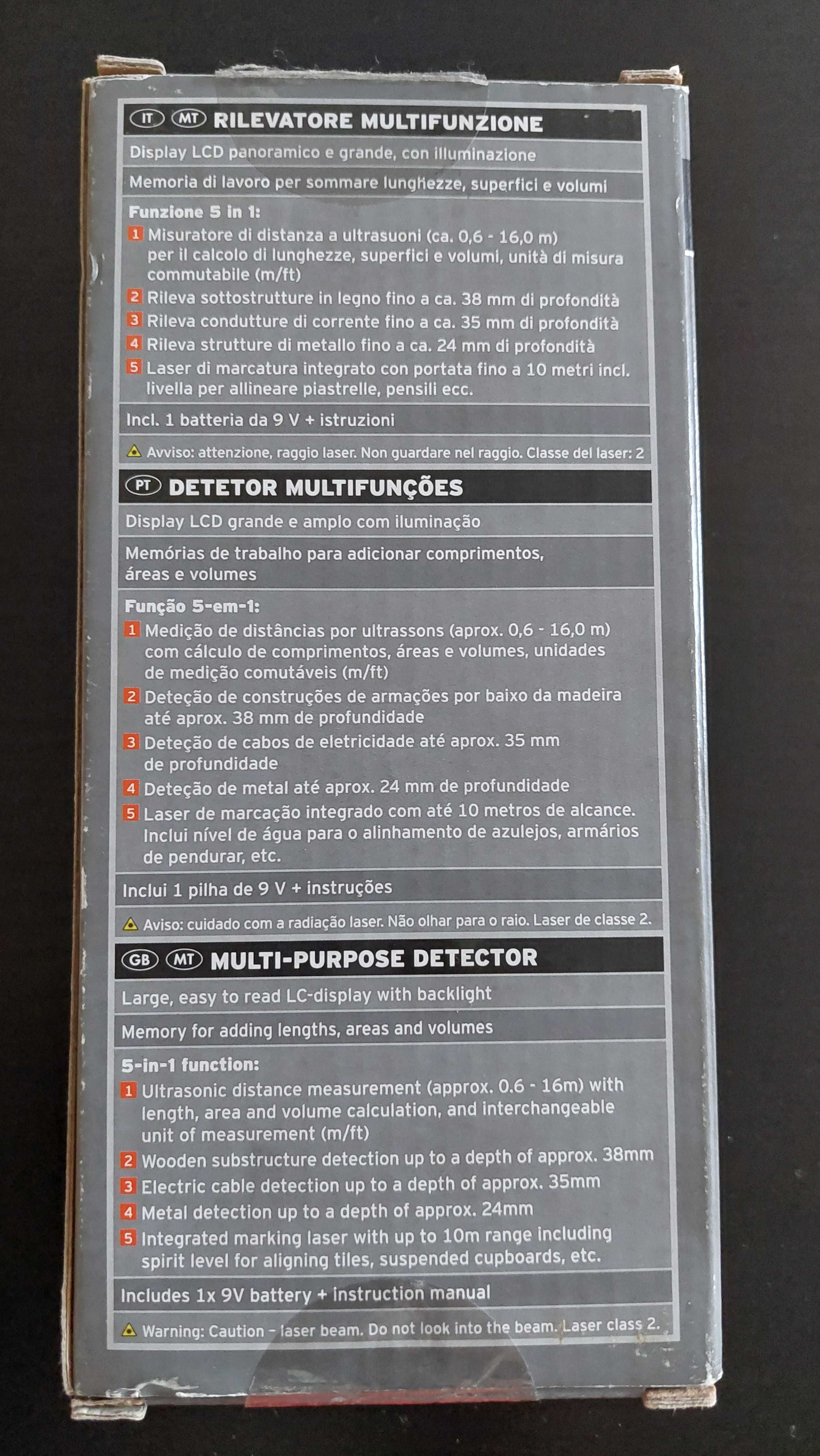 Detetor medidas multifuncional
