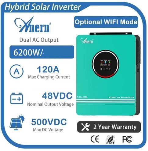 НОВИЙ. Інвертор 6.2kw 48v ANERN Гібридний  Чистий синус