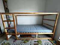 IKEA KURA Dwustronne łóżko, sosna, 90x200cm materac Agotnes + zasłona