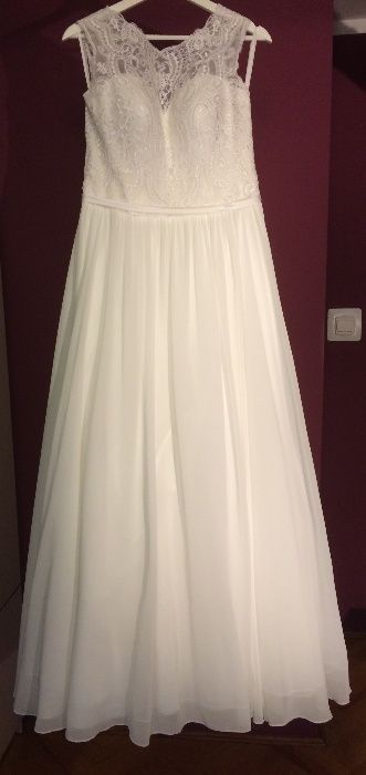 Suknia ślubna Mari Lill Dajana 38 40 boho koronka muślin ivory