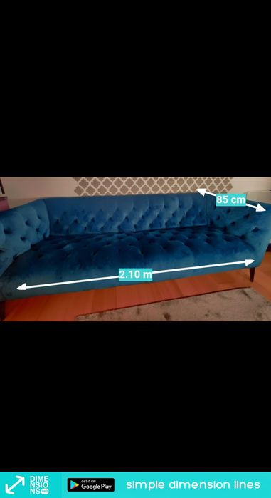 Sofá capitoné 3 Lug. em veludo