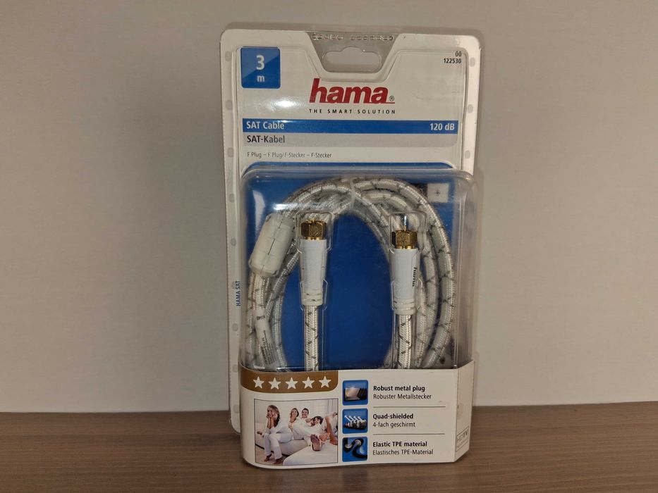 N014 Hama SAT Kabel F-Plug-F-Plug 3m 120dB Quad Shielded