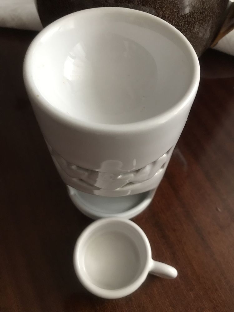 Swiecznik ceramiczny tealight lata 80 PRL Cepelia