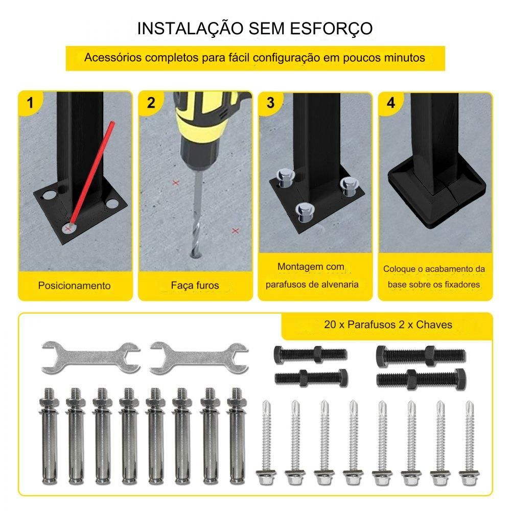 Corrimão de Ferro Forjado para Jardins - 2-3 Degraus - com Acessórios