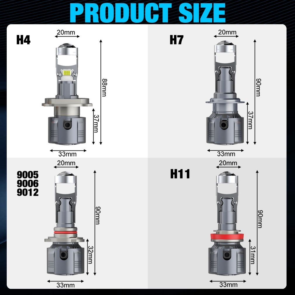 Мини линза LED Лед авто лампы Светодиодные лампы с линзой Н4,H7,Н11