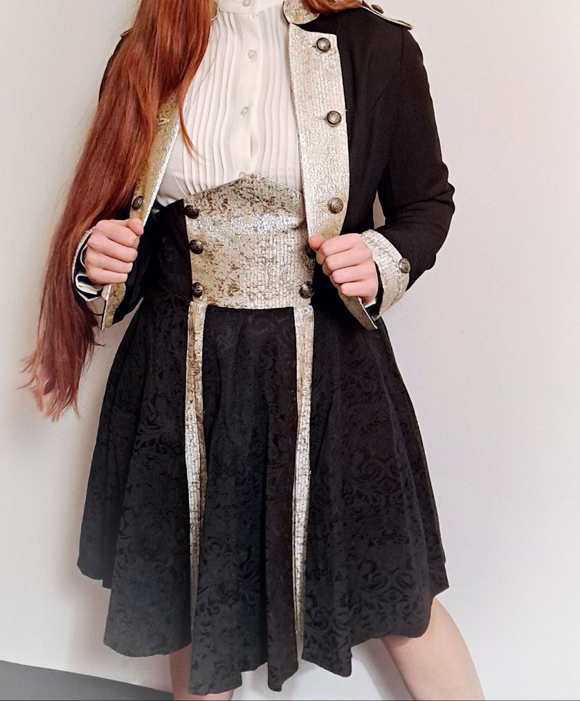 Garnitur marynarka spódnica komplet lolita goth vintage retro